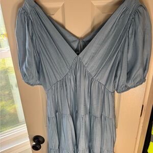 Joy Joy Blue Tiered Dress